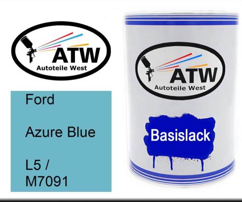 Ford, Azure Blue, L5 / M7091: 500ml Lackdose, von ATW Autoteile West.
